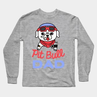 Pit Bull Dad Dog Owner Retro Dog Father Long Sleeve T-Shirt